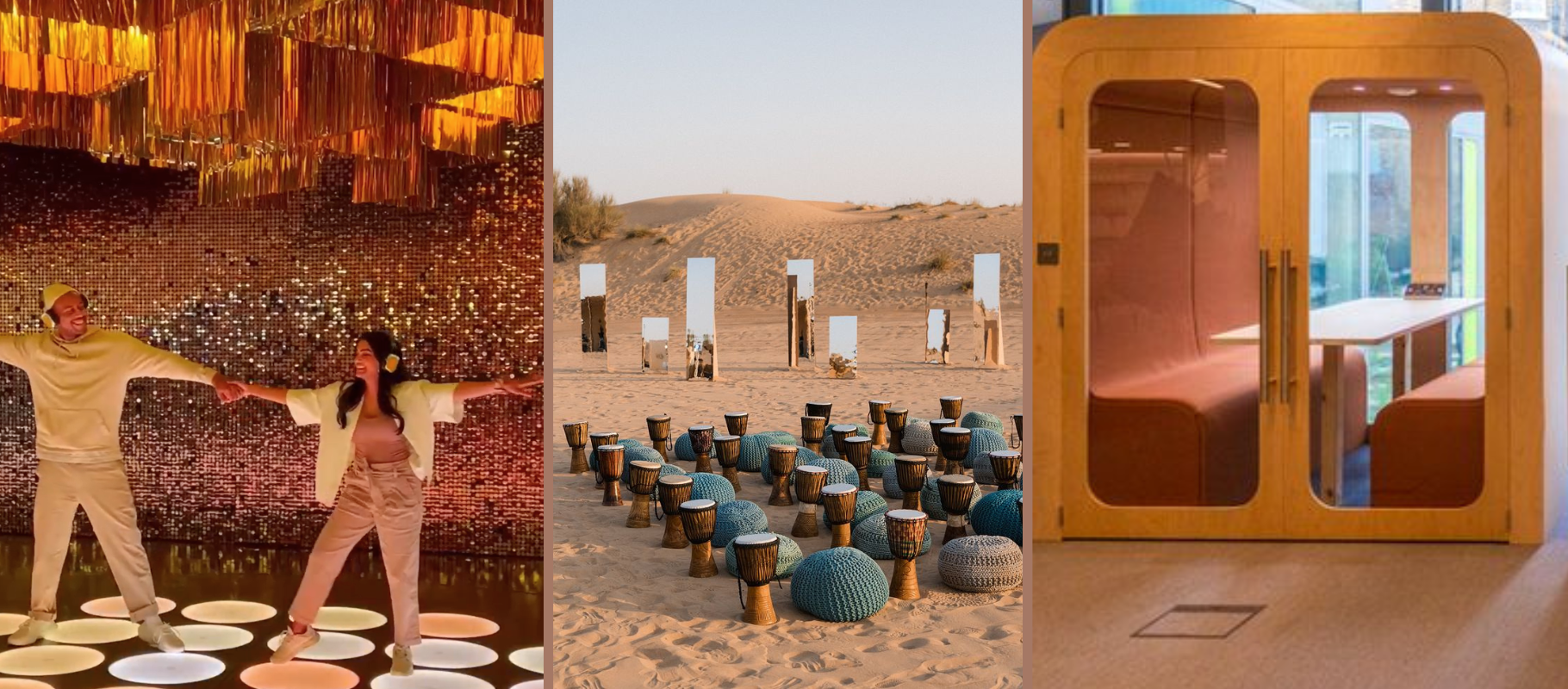 Silent Disco Dancefloor  Mindful Desert Drumming  Zen Den Relaxing Break Space
